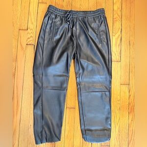 Anthropologie Black Vegan Leather Joggers